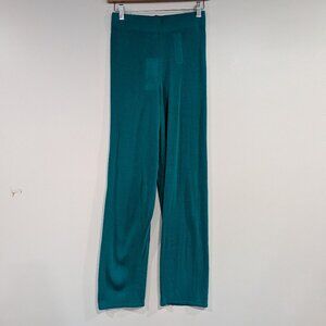 BNWT Zara Knitted Wide Leg Pants Teal Turquoise Size Small